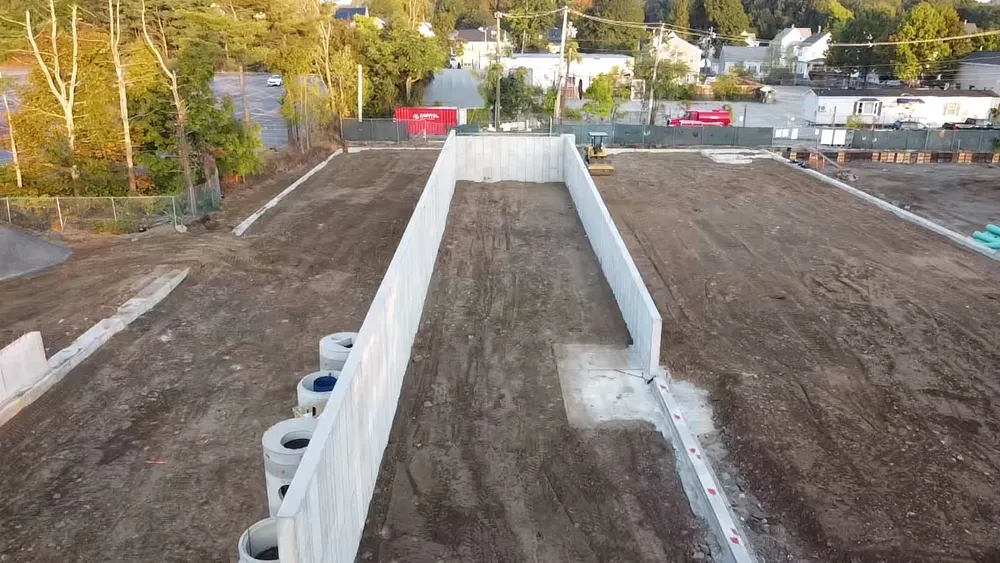 8 foot high retaining walls being ready for foundation